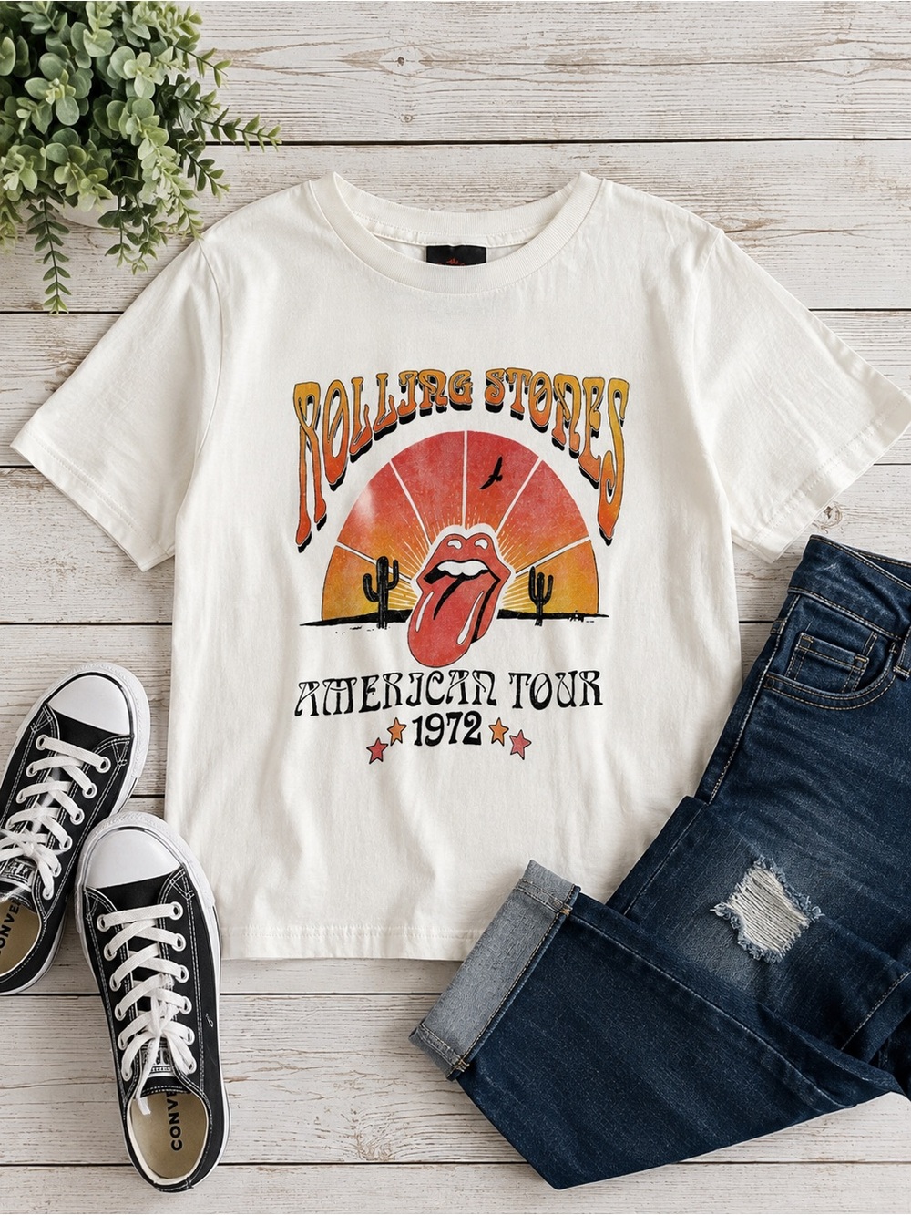 Rolling Stones Kids 9-10 American Tour 1972 Graphic T-Shirt White Cotton On